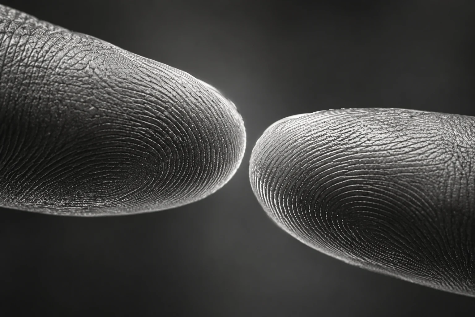 Two fingertips approaching one another