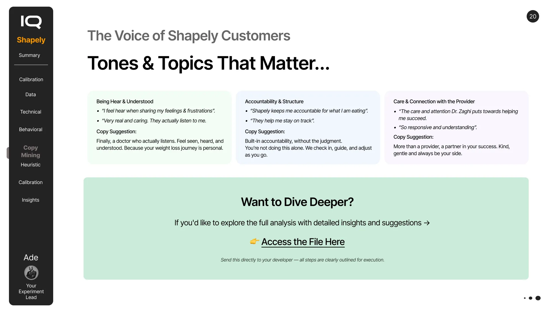 Customer language and copy mining